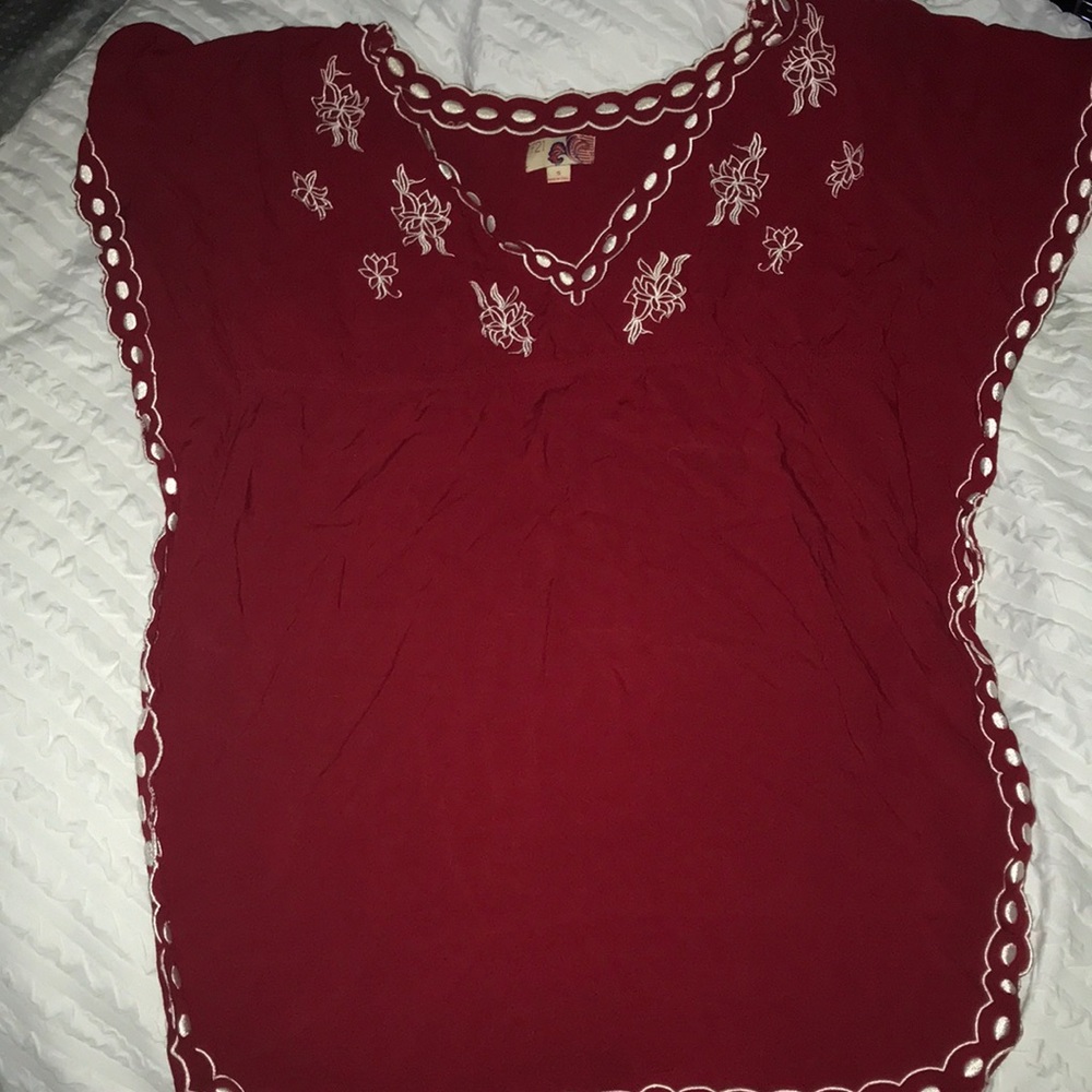 Red floral top